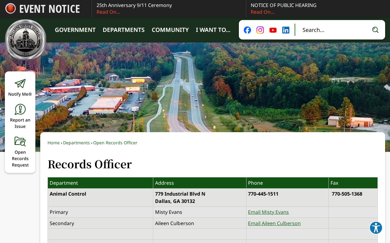 Paulding County warrant check Open Records Officer page