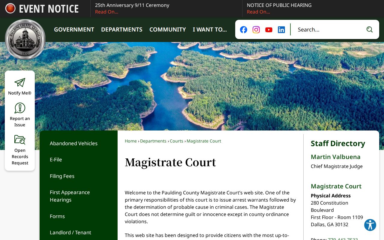 Paulding County arrest warrant Magistrate Court information