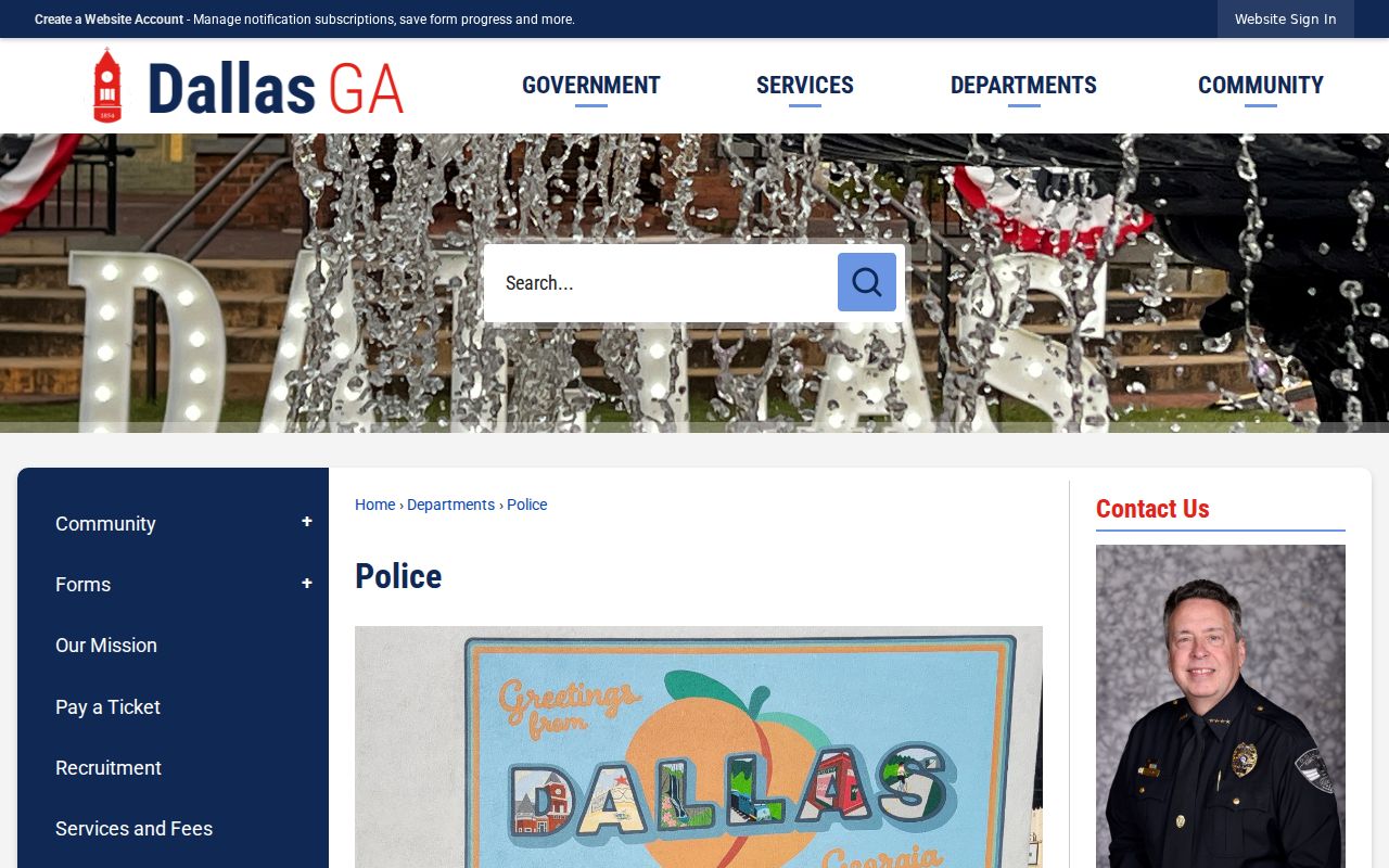 Dallas warrant records source on the Dallas Police page