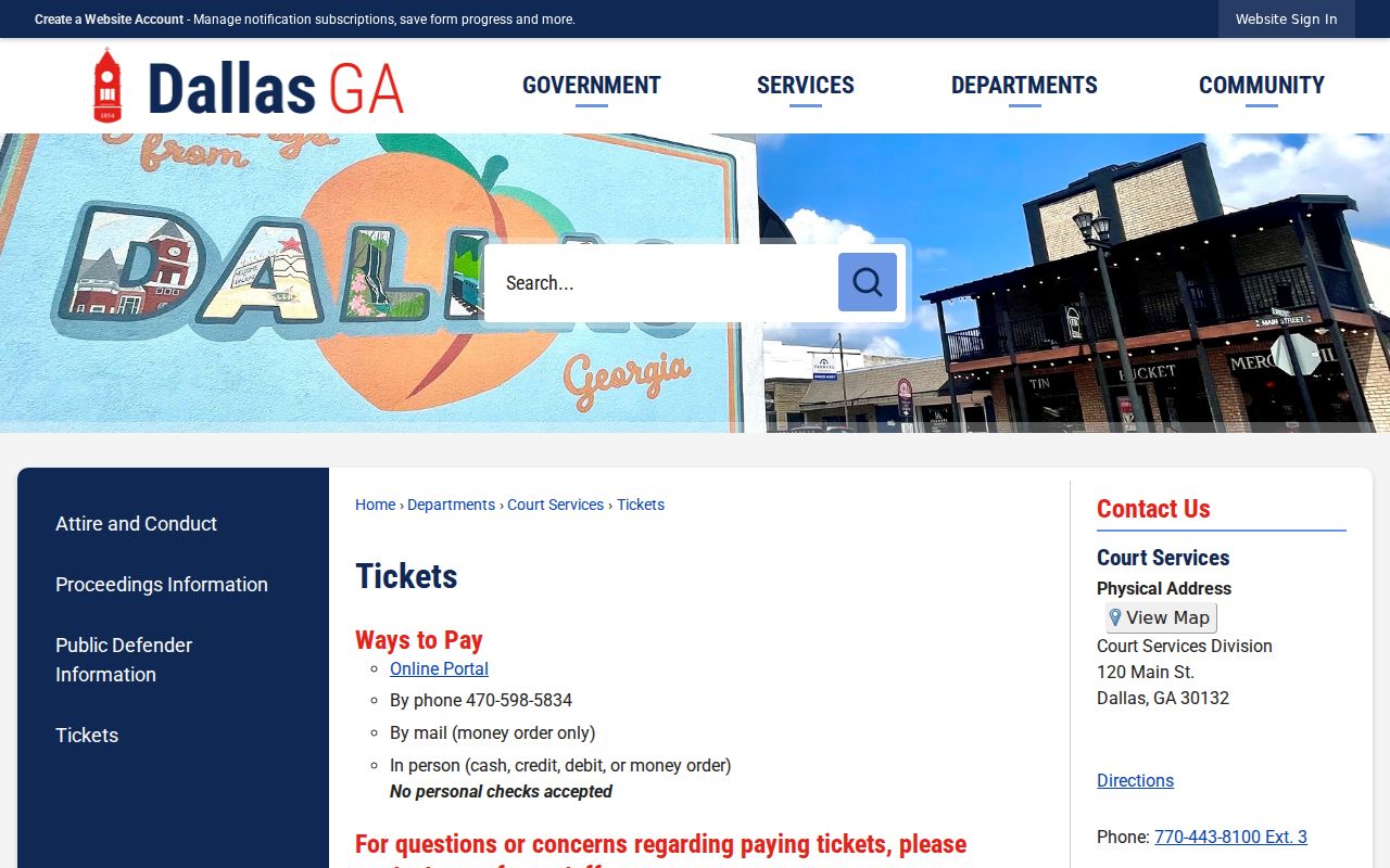 Paulding County traffic warrant Dallas ticket payment information